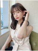 大人可愛い/透け感/前髪/小顔/くびれミディ/ラベンダーカラー