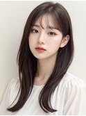 20代30代大人かわいい/シースルーバング/ブラック/前髪/小顔