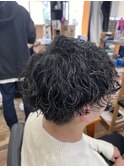 マッシュ×細かめ波巻きパーマ