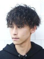 メリケンバーバーショップ フクオカ(MERICAN BARBERSHOP FUK)&nbsp;ハイライトマッシュパーマウルフアッシュブラック