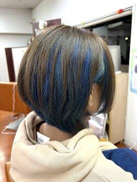 美容室 夢追い人 アンブレラカラーブルー