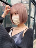 ミルクティーピンクアッシュベージュダブルカラー顔周りレイヤー