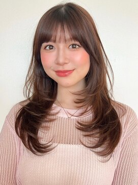 ビーチ(BEACH) イメチェン/ピンクベージュ/ミディアムレイヤーカット/前髪/韓国