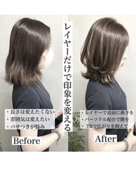 ジーナ セントラル銀座(Zina) オトナ女子ツヤ髪アッシュカラーふんわりミディシースルーバング