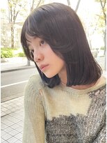 ヨファヘアー 岡本店(YOFA hair) 似合わせカット黒髪セミディ前髪パーマ1103