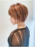 くびれショート/マロンブラウン/大人ショートボブ/山口