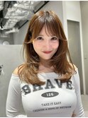 夏のヘアアレンジ/レイヤーカット/ウェットヘアオリーブベージュ