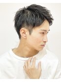フェザーパーマ/グレーブルーカラー/刈り上げショートパンク