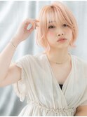 ピンクベージュミストバング外ハネロブq小山10代20代