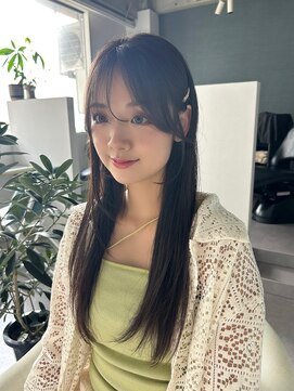 アム(amu) ストレートロング/髪質改善酸性ストレート/2wayバング/顔まわり