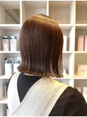 切りっぱなしボブ/マロンベージュ/ハイライト