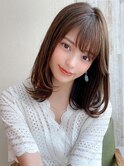 20代30代顔まわりレイヤー/似合わせカット/ ダークアッシュ