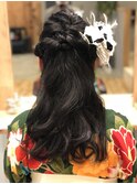 袴ヘア ハーフアップ