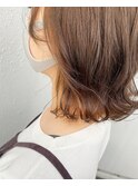 インナーカラー グレージュ 外ハネボブ 10代20代30代
