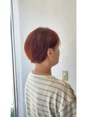 大人ボブ小顔耳掛けマッシュショートレッドカラー20代30代40代