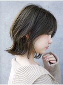 くびレイヤー前髪なしグレージュボブ 外はね【AIN.表参道】川原