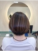 大人丸みボブハイライトスタイル 30代40代50代 土浦