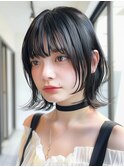 イメチェン 外ハネボブ 美髪 ワイドバング ホワイトブロンド