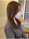 顔周りカット ブラウンベージュ 暖色カラー 髪質改善 美髪 20代