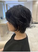NOパーマくせ毛活かしカットショートボブ30代40代50代ゆるふわ