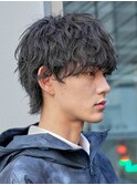 難波ツイストパーマメンズスパイラルパーマフェザーショート色気