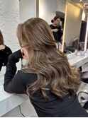 ホワイトグレージュミニウルフデジタルパーマチェリーブラウン