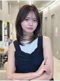 暗髪韓国ヘアレイヤーカットミディアムヘア髪質改善ストレート