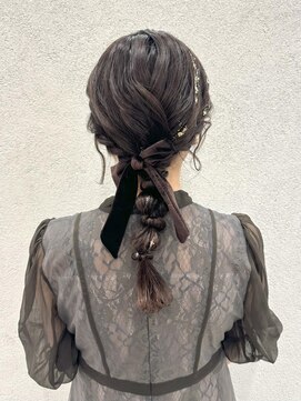 ナウアズ(now as.) ベロアリボン×金箔ローポニー【向】【now as.明石】