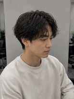 ニュイメン 茨木店(nui MEN)&nbsp;ミルクティーブロンド/ダークブルー/デジタルパーマ/茨木