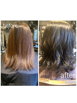 髪質改善と縮毛矯正の専門店 サンティエ(scintiller) お手入れ簡単ロブ。20代30代