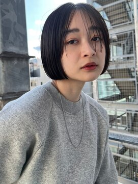 シーン(SCENE) ダークアッシュカラー　艶感　ミニボブ　透明感【天神/今泉】