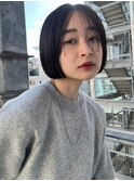 ダークアッシュカラー 艶感 ミニボブ 透明感【天神/今泉】