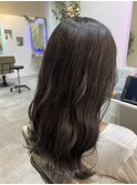 ショコラブラウン　ミディアム　艶髪