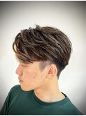 センターパート×ハイライト