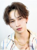 ハイライトメンズ波巻きスパイラルパーマサーフスタイルウルフ