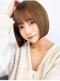 ショートボブ大人かわいいブリーチなし透明感ベージュ