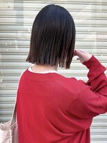 シーン(SCEN)&nbsp;切りっぱなしボブ/前下がり/前髪/ベージュカラー/縮毛矯正/仙台