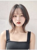 ミディアムヘア暗めカラーデザインカラーフェイスフレーミング