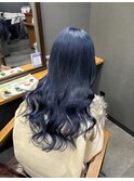 #プルエクステ#エクステ#カラー#ブルー#ロングヘア