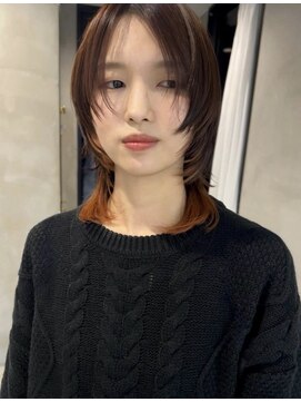グラフ ヘアーズ ラボ graf hair's lab 裾カラー+ミディアムウルフ