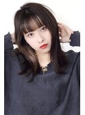小顔 厚めバング大人可愛いインナーカラー暗髪レイヤーボブ大宮@
