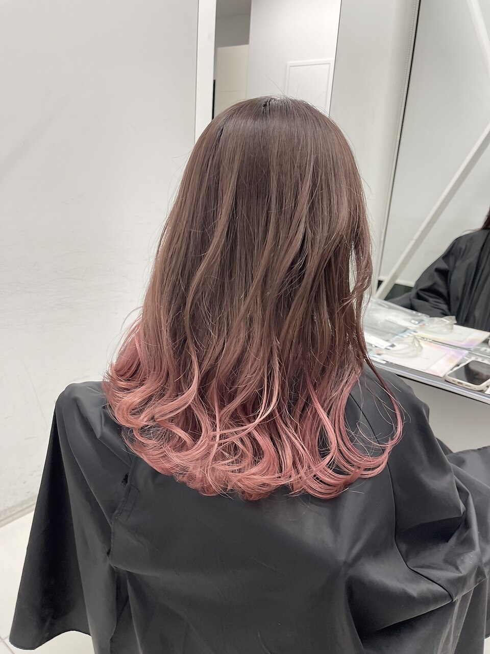 ミルクティー98 ×98 くすみ品あるピンク　ラウンド　トルコヴィンテージラグ Long curly hair with twintails -ピンク(粉2334#)/ 18-19cm