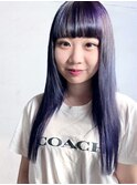 パープル×切りっぱなしロング