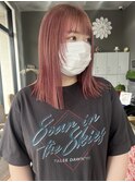 ピンク×ブリーチカラー×顔まわりカット【四日市】