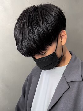 エルマーク 梅田(L-MARK) 黒髪マッシュナチュラルマッシュメンズヘア韓国ツーブロック