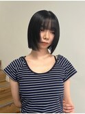 ボブレイヤーボブ姫カットボブ韓国ボブアッシュグレー