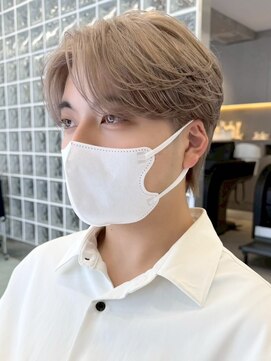 サンクマーケット 渋谷(cinq MARKET) 渋谷メンズブリーチカラーミルクティーベージュセンターパート