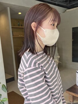 ヘアー アイス ルーチェ(HAIR ICI LUCE) ブリーチなしダブルカラーピンクベージュ/落合