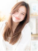センターパートかきあげ前髪抜け感小顔ロングc4上尾30代40代!