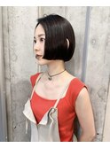 リップラインボブ　前上がりボブ　ミニボブ